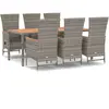 vidaXL Ensemble à manger de jardin et coussins 7 pcs gris rotin