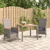 vidaXL Ensemble à manger de jardin 3 pcs coussins gris résine tressée