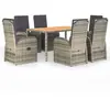 vidaXL Ensemble à manger de jardin et coussins 7 pcs gris rotin