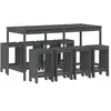 vidaXL Ensemble de bar de jardin 9 pcs gris bois de pin massif
