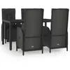vidaXL Ensemble à manger de jardin coussins 5pcs Noir Résine tressée