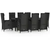 vidaXL Ensemble à manger jardin 9pcs et coussins noir résine tressée