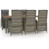 vidaXL Ensemble à manger jardin et coussins 7 pcs gris rotin