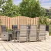 vidaXL Ensemble à manger de jardin 9 pcs coussins gris résine tressée