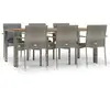 vidaXL Ensemble à manger jardin et coussins 7 pcs gris rotin