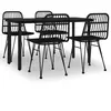 vidaXL Ensemble à manger de jardin 5 pcs Noir Résine tressée