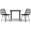 vidaXL Ensemble à manger de jardin 3 pcs Noir Résine tressée