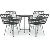 vidaXL Ensemble à manger de jardin 5 pcs Noir Résine tressée