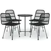 vidaXL Ensemble à manger de jardin 5 pcs Noir Résine tressée