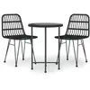 vidaXL Ensemble à manger de jardin 3 pcs Noir Résine tressée