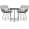 vidaXL Ensemble à manger de jardin 3 pcs Noir Résine tressée