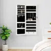 vidaXL Armoire à bijoux avec miroir et éclairage LED mural blanc