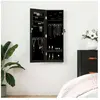 vidaXL Armoire à bijoux avec miroir murale noir 30x8,5x90 cm