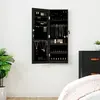 vidaXL Armoire à bijoux avec miroir et éclairage LED mural noir