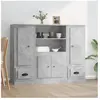 vidaXL Buffets 3 pcs gris béton bois d'ingénierie