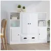 vidaXL Buffets 3 pcs blanc bois d'ingénierie