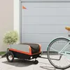 vidaXL Remorque de vélo noir et orange 30 kg fer