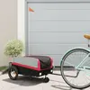 vidaXL Remorque de vélo noir et rouge 30 kg fer