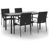 Ensemble à manger de jardin coussins 5pcs noir vidaXL
