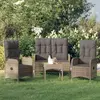vidaXL Ensemble à manger de jardin 3 pcs coussins gris résine tressée