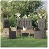 vidaXL Ensemble à manger de jardin 3 pcs coussins gris résine tressée