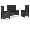 vidaXL Ensemble à manger de jardin avec coussins 3 pcs Noir