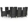 vidaXL Ensemble à manger jardin 9pcs et coussins noir résine tressée