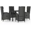 vidaXL Ensemble à manger de jardin coussins 5pcs Noir Résine tressée
