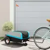 vidaXL Remorque de vélo noir et bleu 30 kg fer