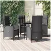 vidaXL Ensemble à manger de jardin coussins 5pcs Noir Résine tressée