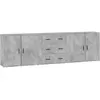 vidaXL Buffets 3 pcs gris béton bois d'ingénierie