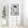 vidaXL Buffet haut Blanc Bois d'ingénierie
