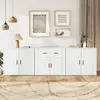 vidaXL Buffets 3 pcs Blanc Bois d'ingénierie