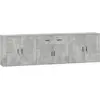 vidaXL Buffets 3 pcs gris béton bois d'ingénierie