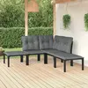 vidaXL Salon de jardin 5 pcs noir et gris résine tressée
