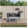 vidaXL Salon de jardin avec coussins 3 pcs blanc acier