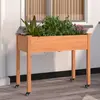 vidaXL Jardinière sur roues avec doublure brun 118x59x80 cm bois sapin