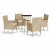 vidaXL Ensemble de bistro de jardin 5 pcs coussins beige poly rotin