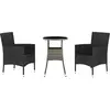 vidaXL Ensemble de bistro de jardin 3 pcs coussins noir poly rotin
