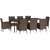 vidaXL Ensemble à manger de jardin et coussins 9 pcs marron poly rotin