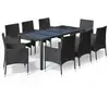 vidaXL Ensemble à manger jardin 9pcs et coussins noir résine tressée