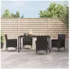 vidaXL Ensemble à manger de jardin coussins 5pcs Noir Résine tressée