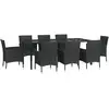 vidaXL Ensemble à manger jardin 9pcs et coussins noir résine tressée