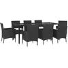 vidaXL Ensemble à manger jardin 9pcs et coussins noir résine tressée