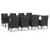 vidaXL Ensemble à manger jardin 9pcs et coussins noir résine tressée