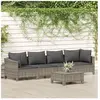 vidaXL Salon de jardin 5 pcs avec coussins Gris Résine tressée