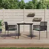 vidaXL Ensemble à manger de jardin coussins 3 pcs noir rotin et acier