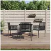 vidaXL Ensemble à manger de jardin coussins 5pcs noir rotin et acier