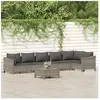 vidaXL Salon de jardin 7 pcs avec coussins Gris Résine tressée