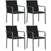 vidaXL Chaises de jardin avec coussins lot de 4 noir 56x59x84 cm rotin